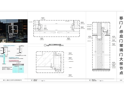 现代门节点 移感应大样图 自动感应大样图 玻璃大样图 钢化玻璃节点 隐形节点 施工图