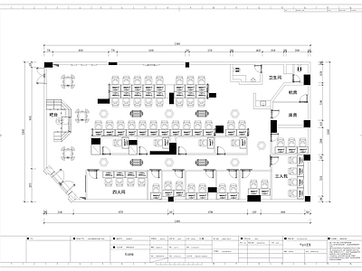 现代酒吧 模块化网咖 现代 网吧平面布局 施工图