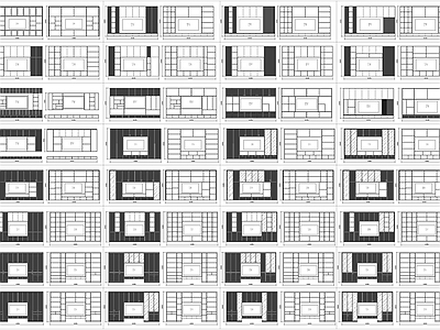 现代背景墙 64种电视墙柜 电视 施工图