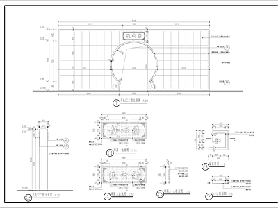 景观节点 中式景墙 月洞景墙 月洞 景墙 新中式景墙 施工图
