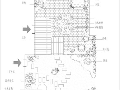 现代屋顶花园 园景观 施工图