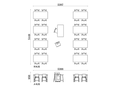 现代培训中心 美术教室 工作台 艺术课桌 画室家具 施工图