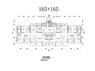 现代住宅楼建筑 中铁建 小高精品 户型 施工图