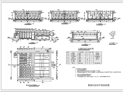 水处理 絮凝沉淀池平剖面 施工图