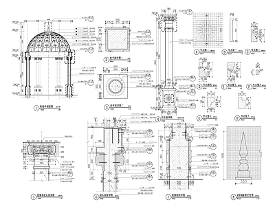 欧式亭子 凉亭 施工图