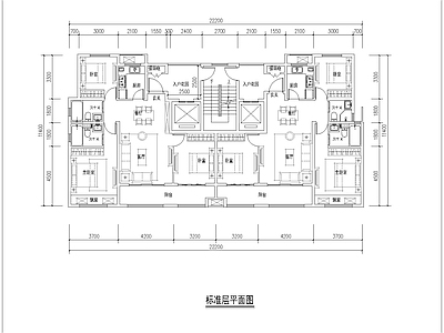 现代住宅楼建筑 115平 二类高层 独立电梯厅 方案平面 施工图