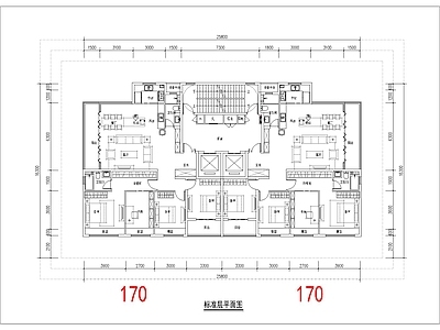 现代住宅楼建筑 170平 一类高层 边厅角厅 T2户型 方案平面 施工图