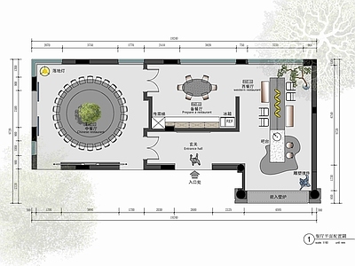 现代餐厅 别墅中西餐厅 别墅中餐厅 别墅西餐厅 水 餐厅大型圆桌 施工图