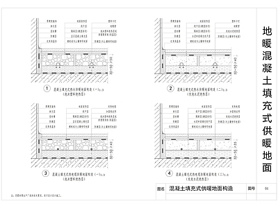 现代地面节点 混凝土供暖地面构 混凝土地暖节点图 地暖节点图 施工图