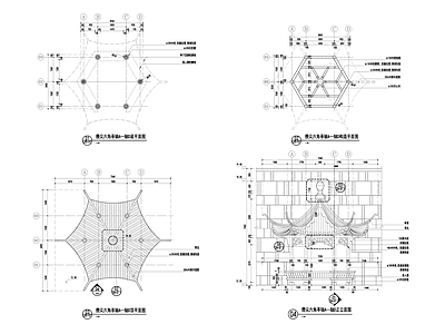 中式亭子 六角亭 施工图