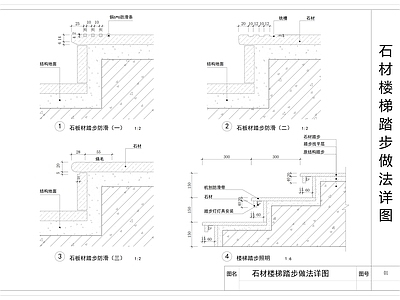 现代地面节点 石材踏步节点 路面节点 施工图