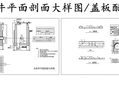 给排水节点详图 水表井平面剖面图 水表井大样盖板图 施工图