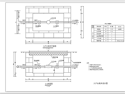 给排水节点详图 入户水表井大样图 入户水表井平剖面 入户水表井设计图 施工图