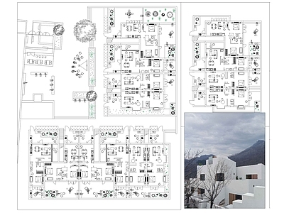 现代侘寂民宿 天空院子 民宿 平面布置 度假村 施工图