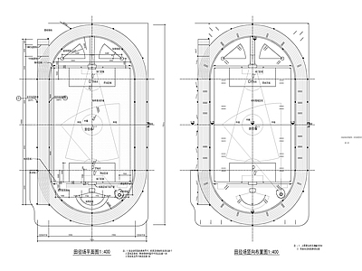 现代其他建筑 田径场各项运动场 球场与升旗台详图 田径场总平面图 施工图