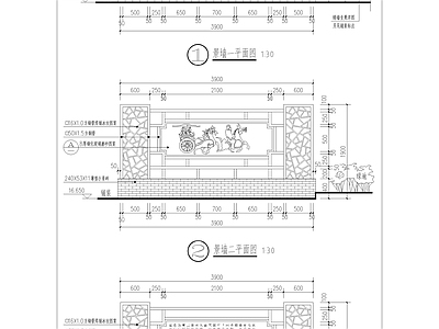 现代中式景墙图库 千乘骑影 景观墙 浮雕墙 施工图