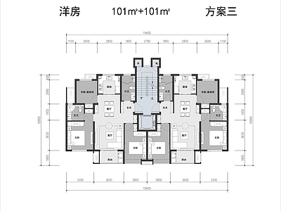 现代住宅楼建筑 小面积段洋房 施工图