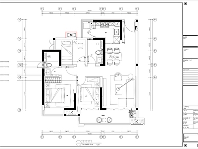 现代整体家装空间 小三室家装 小户型 家装整 施工图