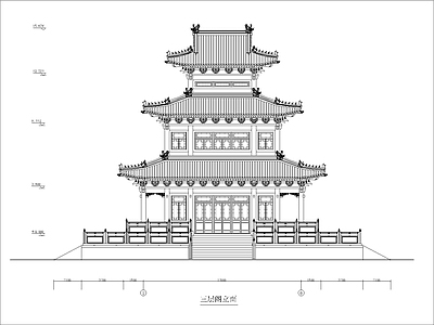 现代古建 某三层阁楼古建图 施工图