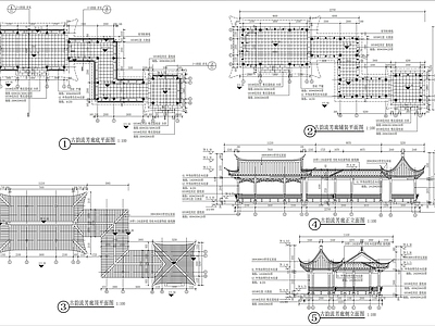 现代亭子 古韵流芳长廊详图 休闲长廊详图 仿古长廊详图 施工图