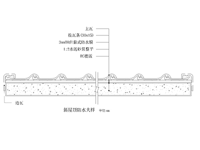 现代新中式吊顶节点 斜防水大样 施工图