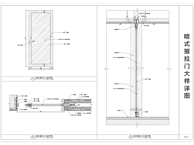 现代门节点 暗式摧拉大样图 施工图