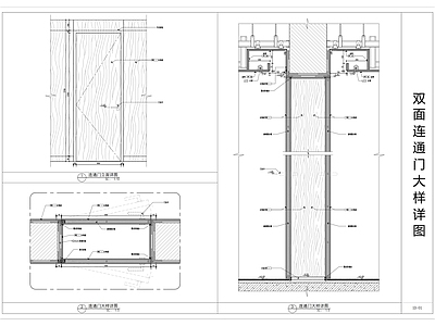 现代门节点 双面连通大样图 施工图