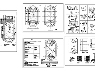 现代其他建筑 400米跑道田径 标准 铁饼和链球投掷场 撑竿跳高场地 升旗台 施工图