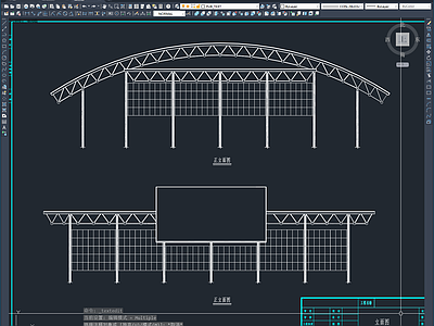 钢结构 体育馆网架结构图 施工图
