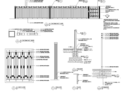 现代围墙图库 铁艺护栏CA 施工图