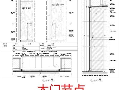 现代门节点 木饰面节点 施工图