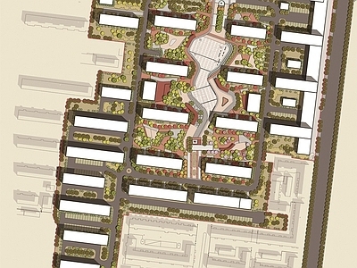 景观平面图 居住区景观平面 现代小区景观方案 小区彩平面 施工图