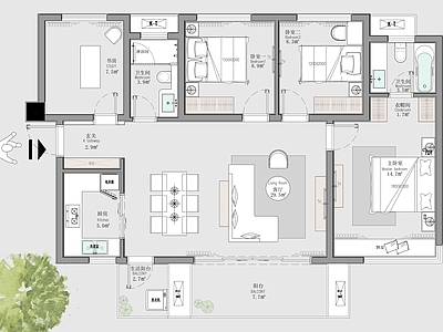 户型优化 106㎡样板房 平面布置图 施工图