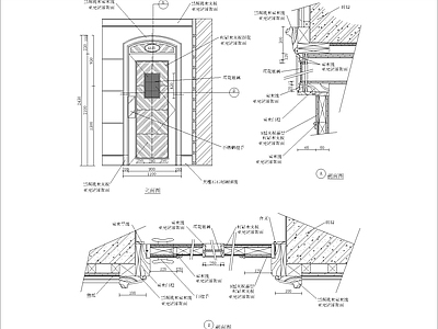 门节点 红影木夹板拼 施工图