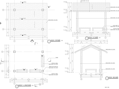 现代廊架 廊架休闲亭详图 休息亭详图 施工图