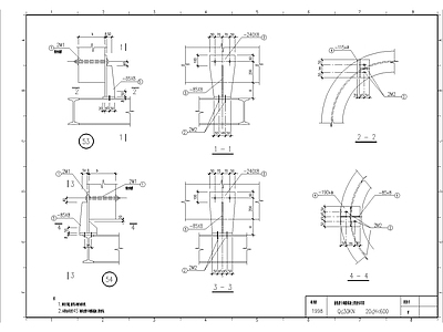 结构节点图 曲轨梁与钢筋混凝 土梁联结节点 施工图