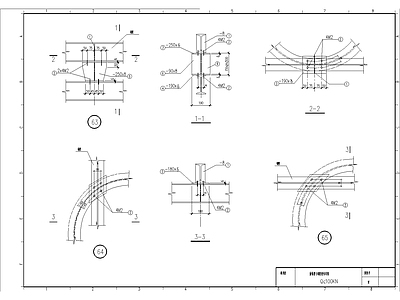 结构节点图 曲轨梁与钢梁联结 节点构造详图 施工图