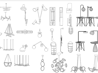 现代灯具图库 吊灯 施工图