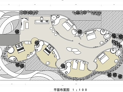 现代民宿 叶形民宿平面图 屋形民宿平面图 异形民宿空间设计 施工图