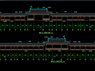 新中式中式古建 中式长廊 古建长廊 防腐木长廊 中式廊架 中式景观亭 施工图