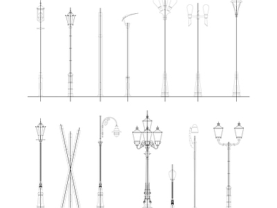 欧式灯具图库 路灯立面图库 施工图