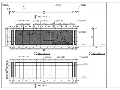 景观节点 广场景墙详图 施工图