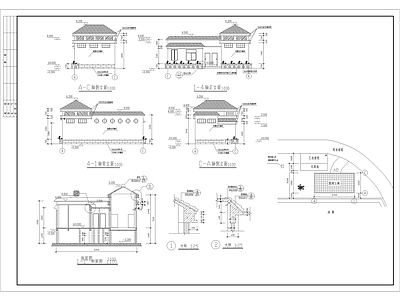 景观节点 单层公共厕所 12X6m 建筑结构 施工图