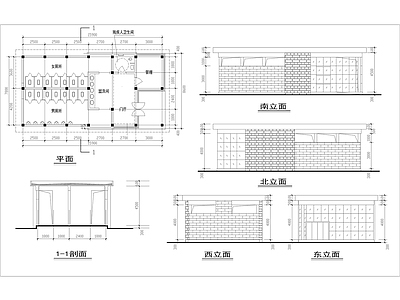 景观节点 风景区 公厕 长15宽8 建筑 施工图