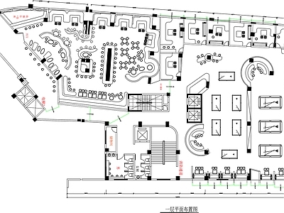 现代酒吧 酒球室平面图 酒吧休闲空间平面 施工图