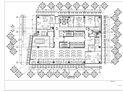 现代整体办公空间 现代办公空间施工 施工图