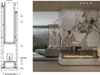 现代家具节点详图 电视墙节点图 施工图