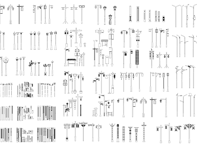 现代新中式灯具图库 景观灯具路灯 草坪灯灯柱灯 施工图