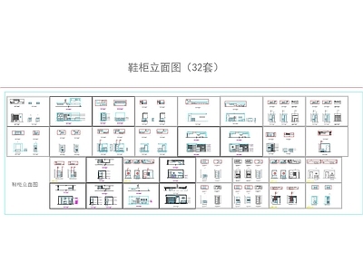 现代新中式卧室 32套立面图 施工图