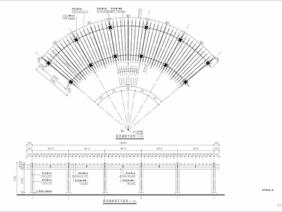 现代廊架 弧形廊架 施工图